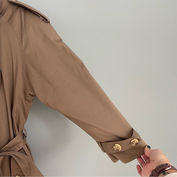 Vintage Brem Rainwear Classic Tan Lined Double Breasted Trench Coat Tie - Picture 6 of 16